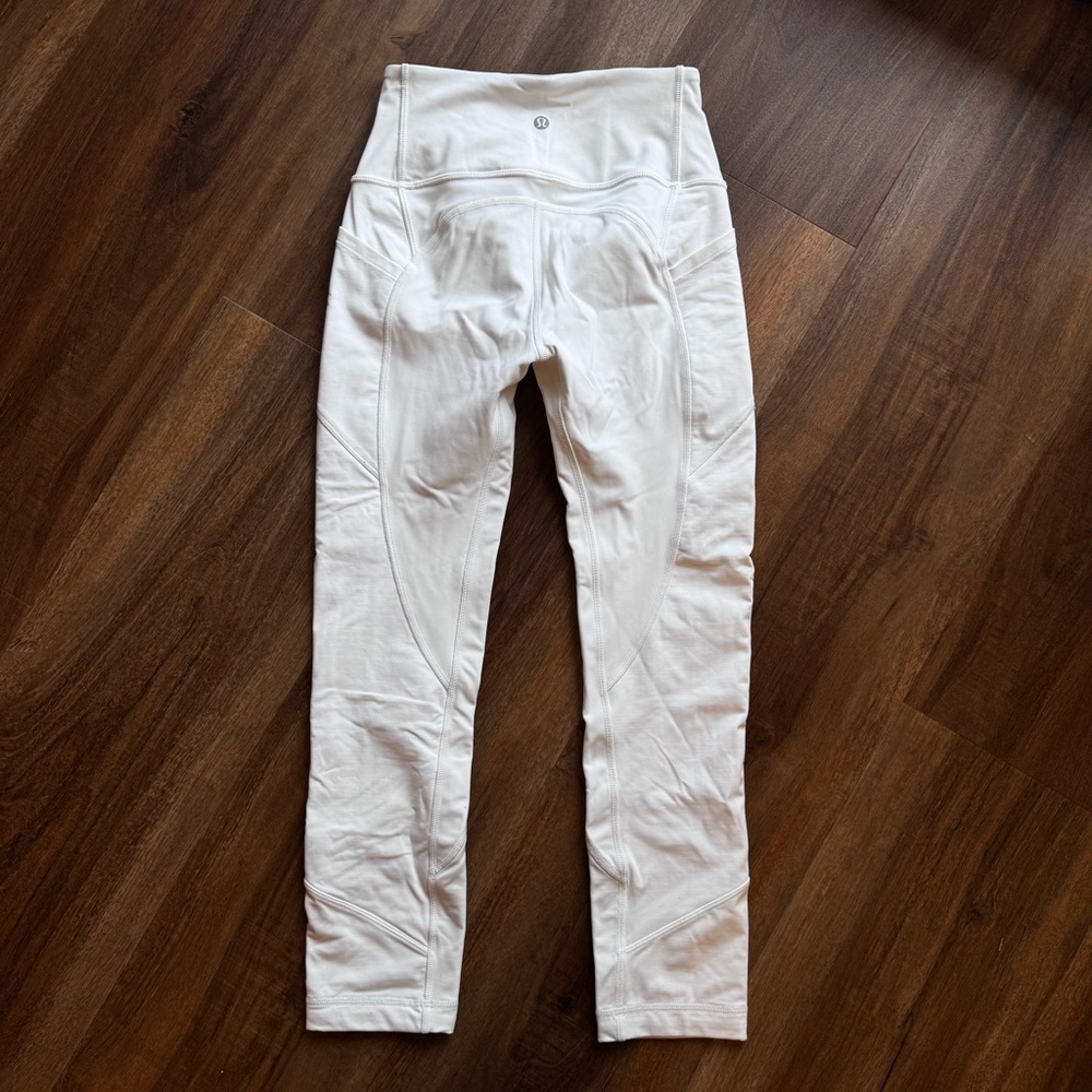 Lululemon White All The Right Places Crop Leggings 23" Yoga Athletic Classic - Picture 4 of 9